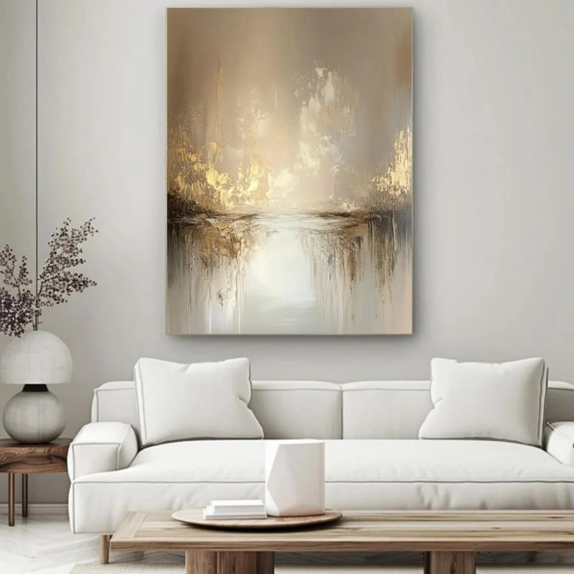 Hand Painted Painting On Canvas Modern Wall Art Gold And Grey Canvas Art Handmade Painting Texture Acrylic Art Living Room Decor