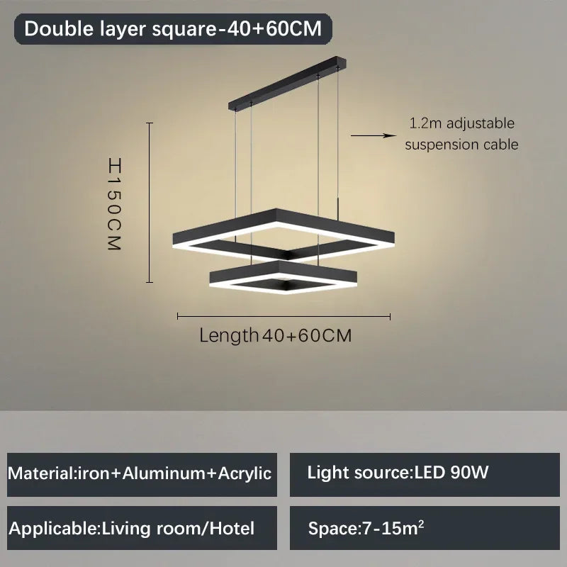 Modern Creative Geometric LED Chandelier Living Room Restaurant Bedroom Hotel Villa Art Pendant Lamp Home Lighting Decor Fixture