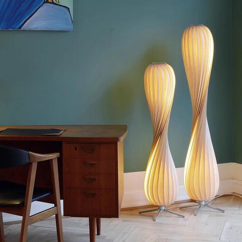 Luxury Wooden Curved Shade Floor Lamp