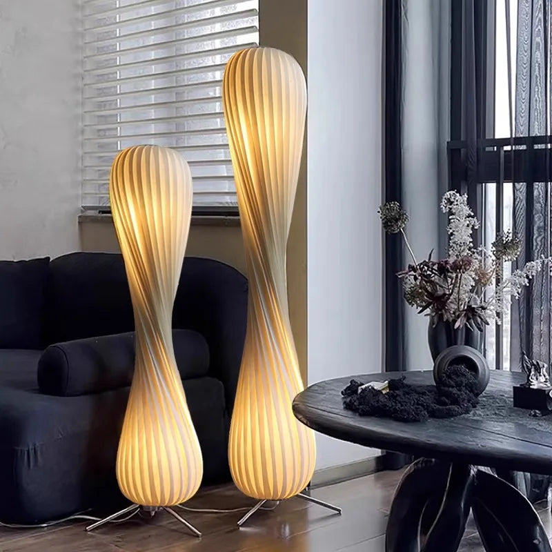 Luxury Wooden Curved Shade Floor Lamp