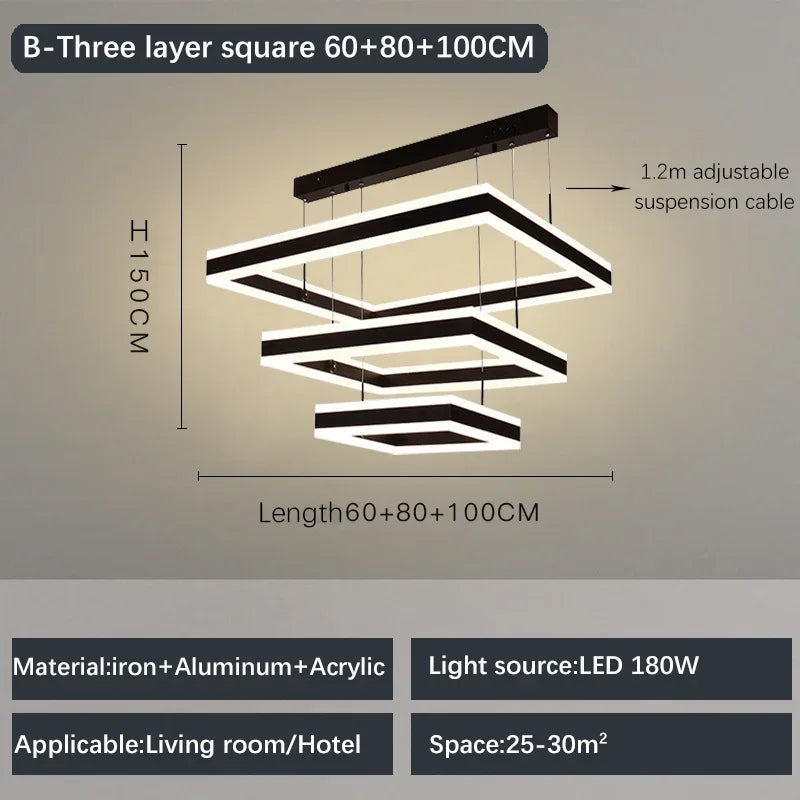 Modern Creative Geometric LED Chandelier Living Room Restaurant Bedroom Hotel Villa Art Pendant Lamp Home Lighting Decor Fixture