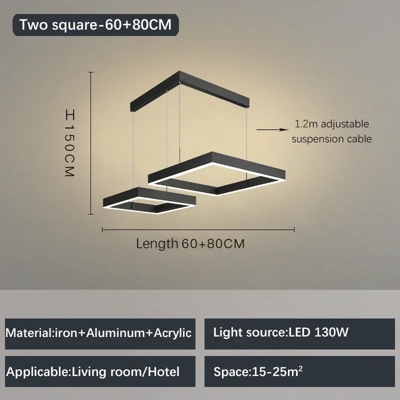 Modern Creative Geometric LED Chandelier Living Room Restaurant Bedroom Hotel Villa Art Pendant Lamp Home Lighting Decor Fixture