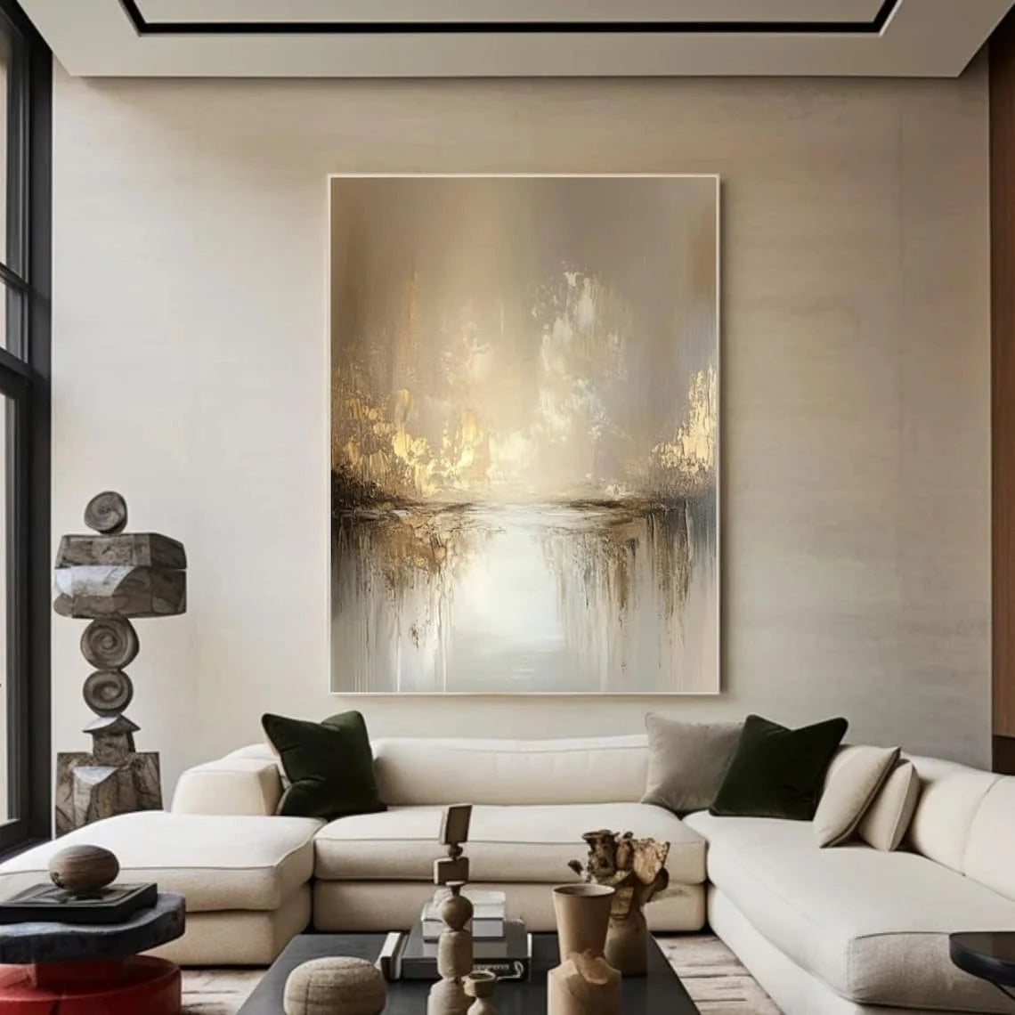 Hand Painted Painting On Canvas Modern Wall Art Gold And Grey Canvas Art Handmade Painting Texture Acrylic Art Living Room Decor
