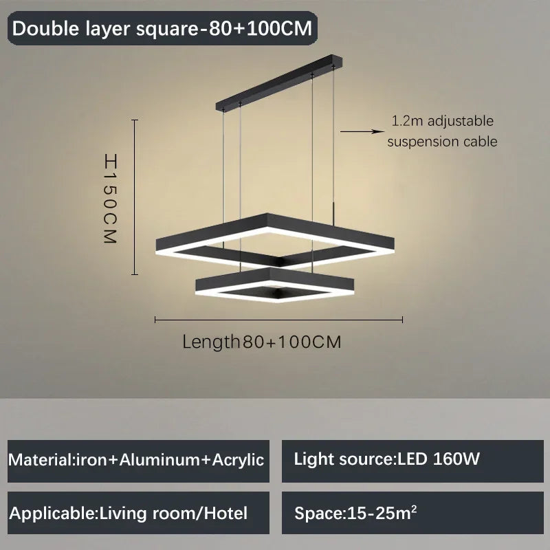 Modern Creative Geometric LED Chandelier Living Room Restaurant Bedroom Hotel Villa Art Pendant Lamp Home Lighting Decor Fixture
