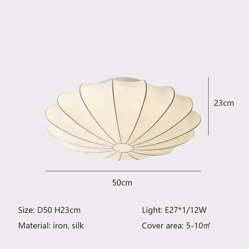 Nordic Wabi Sabi Silk Ceiling Lamps Creative Round Living Room Bar Home Decor Lighting Bedroom Ceiling Light Led Lustre Fixtures
