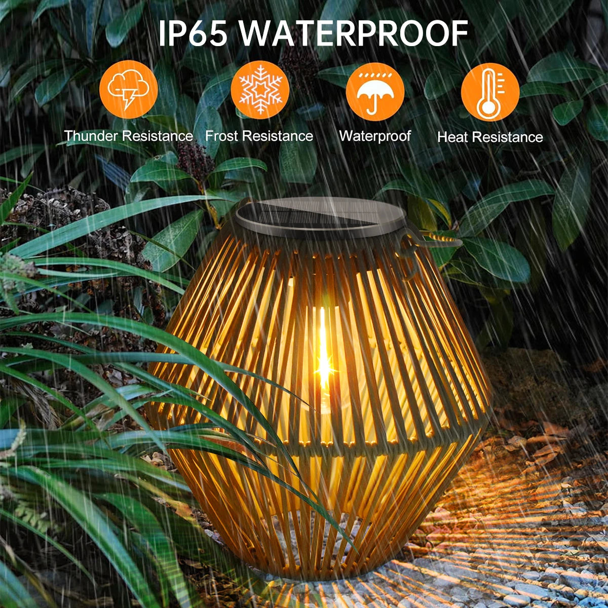 Boho Rattan Solar Lantern