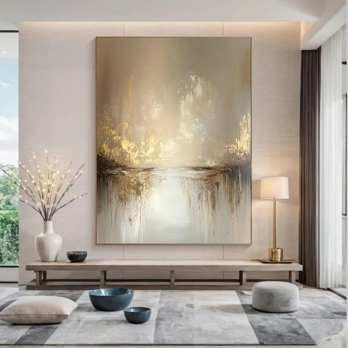 Hand Painted Painting On Canvas Modern Wall Art Gold And Grey Canvas Art Handmade Painting Texture Acrylic Art Living Room Decor