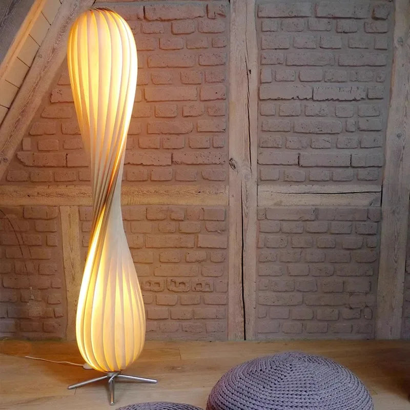 Luxury Wooden Curved Shade Floor Lamp