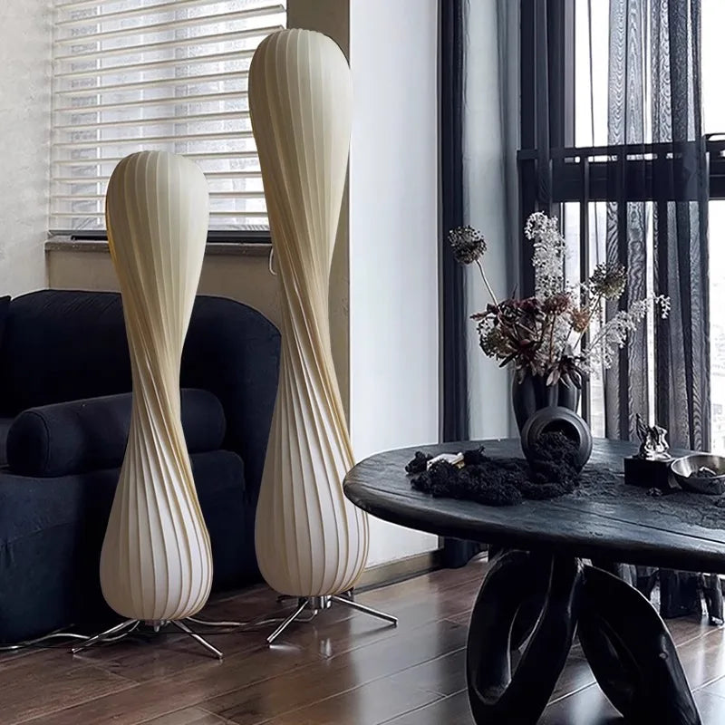 Luxury Wooden Curved Shade Floor Lamp