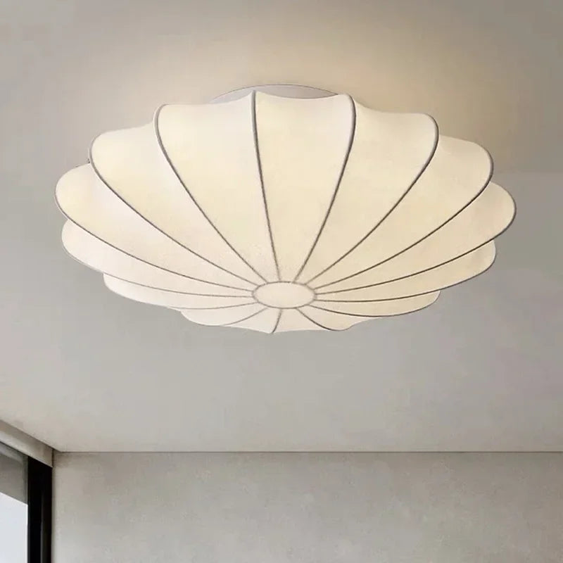Nordic Wabi Sabi Silk Ceiling Lamps Creative Round Living Room Bar Home Decor Lighting Bedroom Ceiling Light Led Lustre Fixtures