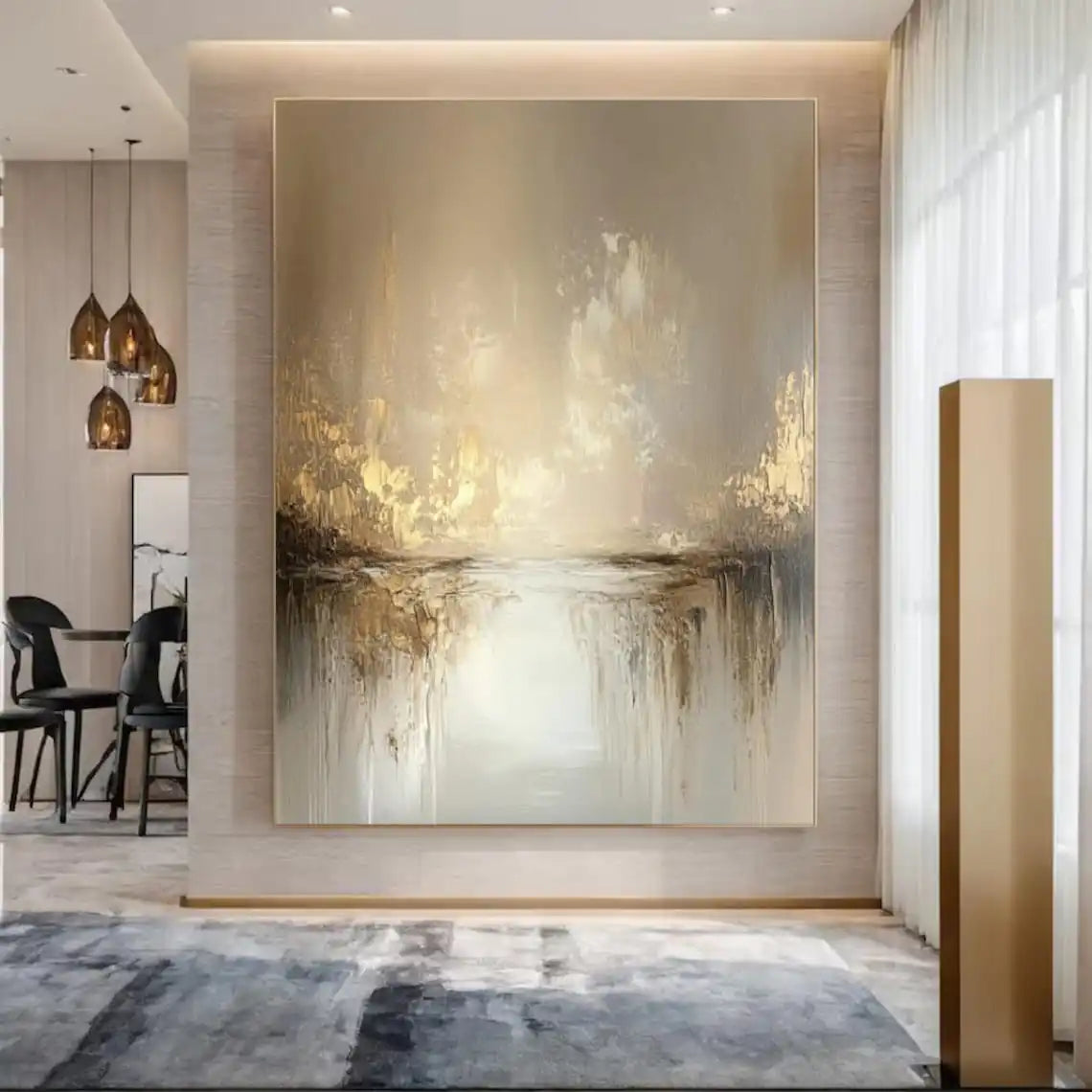 Hand Painted Painting On Canvas Modern Wall Art Gold And Grey Canvas Art Handmade Painting Texture Acrylic Art Living Room Decor
