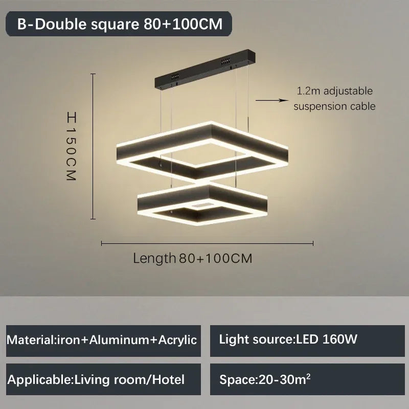 Modern Creative Geometric LED Chandelier Living Room Restaurant Bedroom Hotel Villa Art Pendant Lamp Home Lighting Decor Fixture