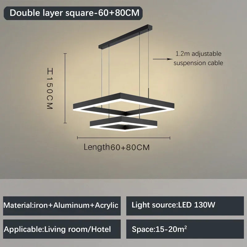 Modern Creative Geometric LED Chandelier Living Room Restaurant Bedroom Hotel Villa Art Pendant Lamp Home Lighting Decor Fixture