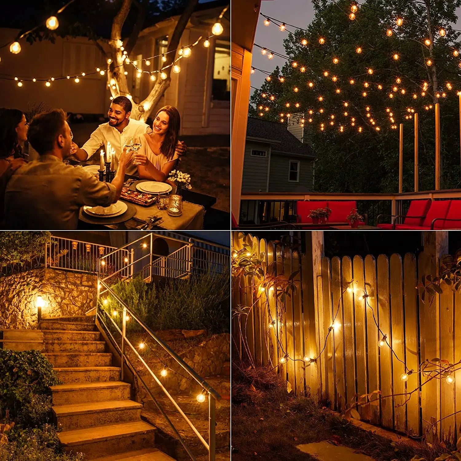 LED String Lights Weatherproof IP44 Connectable Hanging Outdoor Decor String Lights