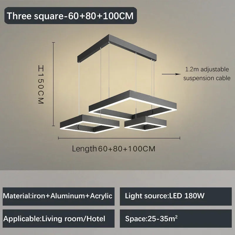 Modern Creative Geometric LED Chandelier Living Room Restaurant Bedroom Hotel Villa Art Pendant Lamp Home Lighting Decor Fixture