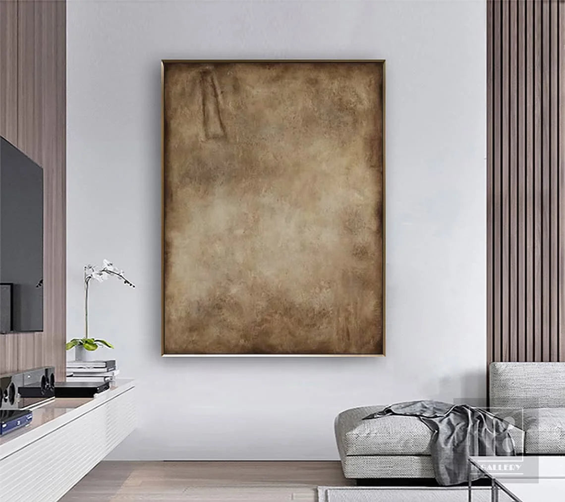 White and Brown Minimalist Painting Black Texture Wall Art Abstract Painting on Canvas Wabi-sabi For Living Room Wall Home Decor