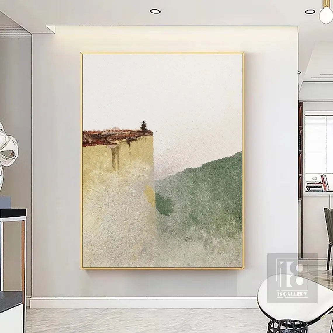 White and Brown Minimalist Painting Black Texture Wall Art Abstract Painting on Canvas Wabi-sabi For Living Room Wall Home Decor