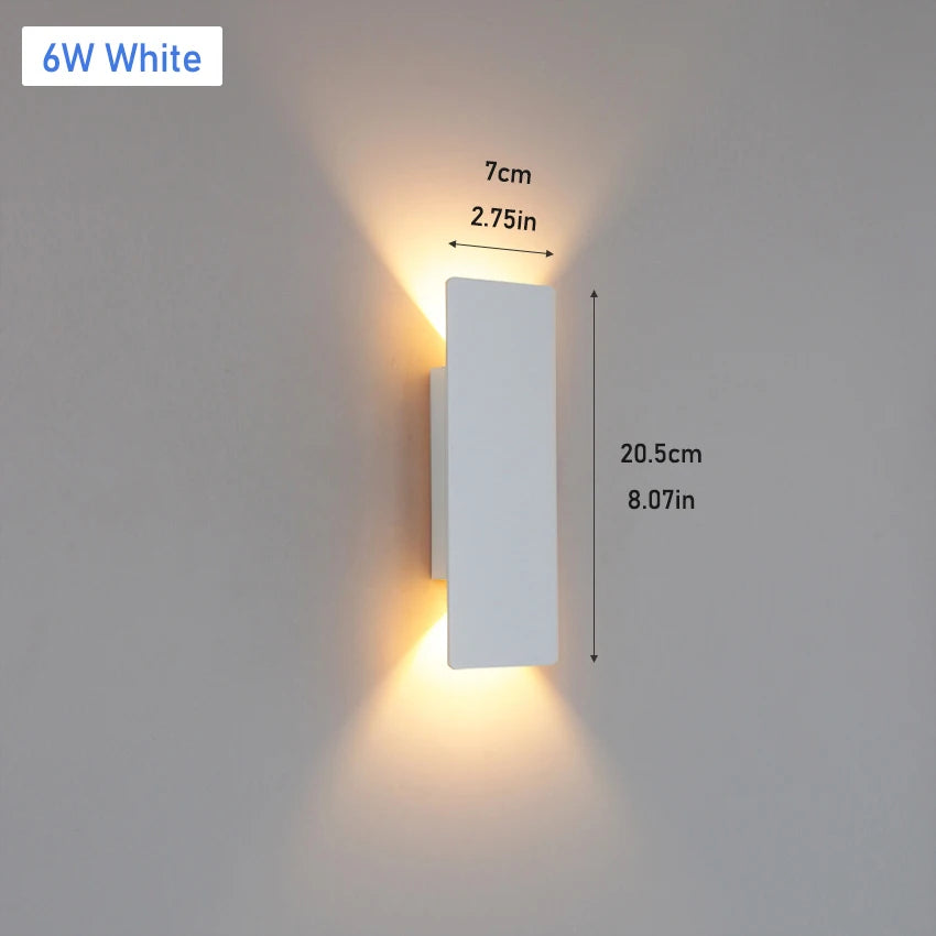 Outdoor LED Wall Lamp IP65 Waterproof Aluminum Up Down Light 18W 110V/220V Black White for Courtyard Porch Exterior Lighting