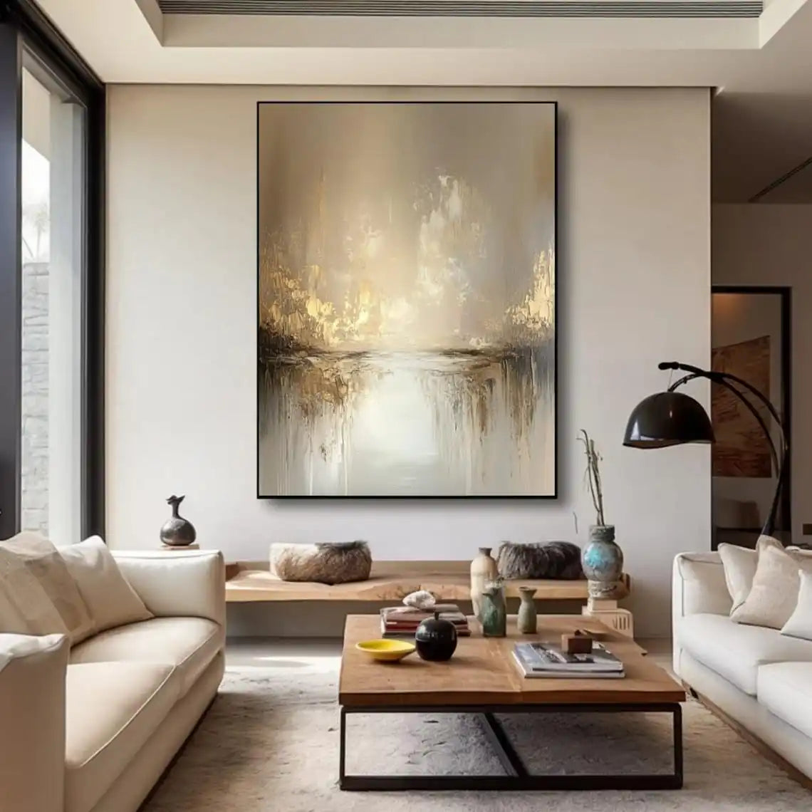 Hand Painted Painting On Canvas Modern Wall Art Gold And Grey Canvas Art Handmade Painting Texture Acrylic Art Living Room Decor