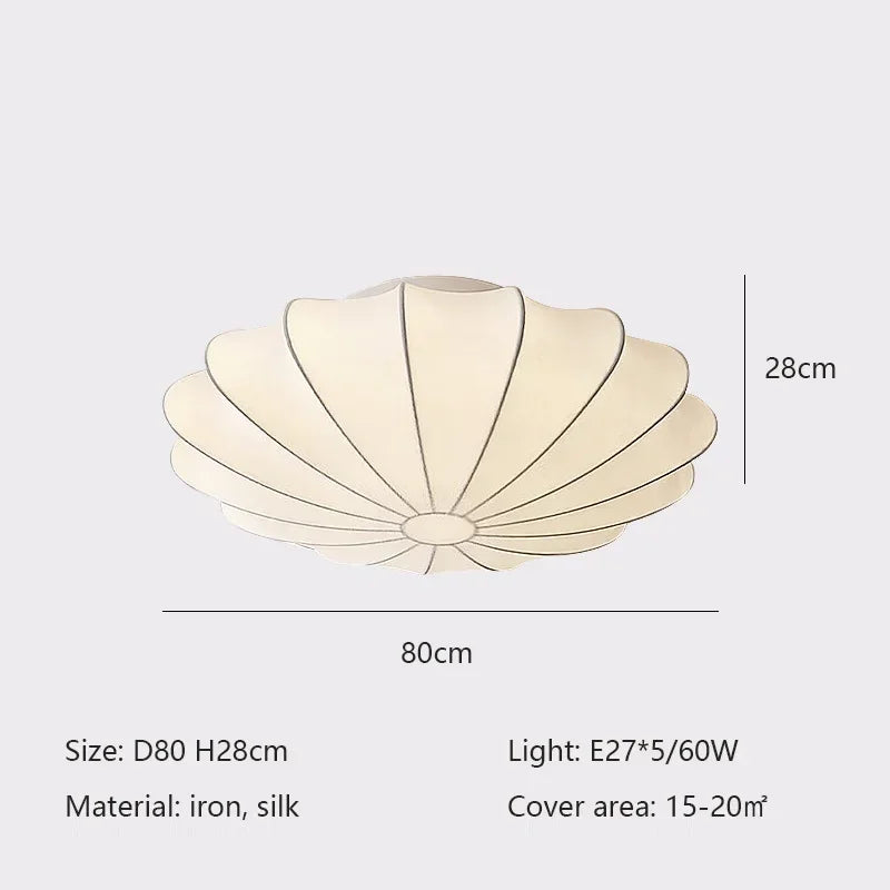 Nordic Wabi Sabi Silk Ceiling Lamps Creative Round Living Room Bar Home Decor Lighting Bedroom Ceiling Light Led Lustre Fixtures