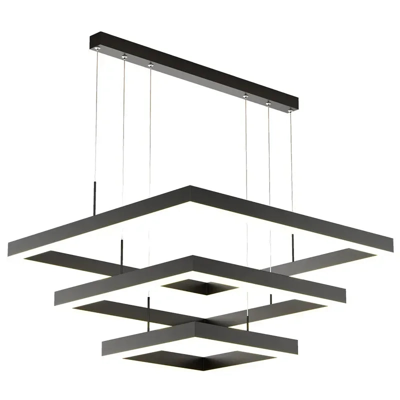 Modern Creative Geometric LED Chandelier Living Room Restaurant Bedroom Hotel Villa Art Pendant Lamp Home Lighting Decor Fixture