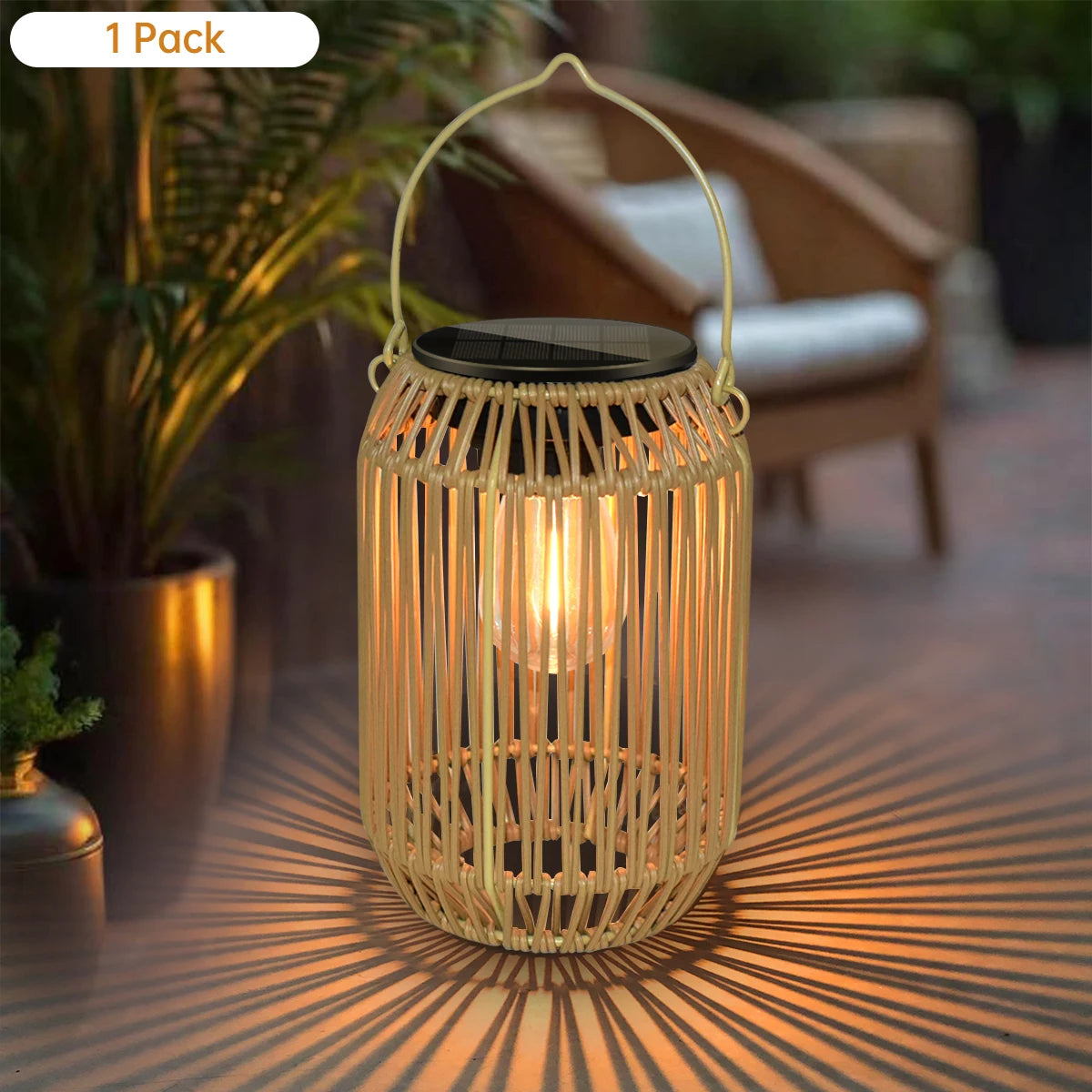 Boho Rattan Solar Lantern