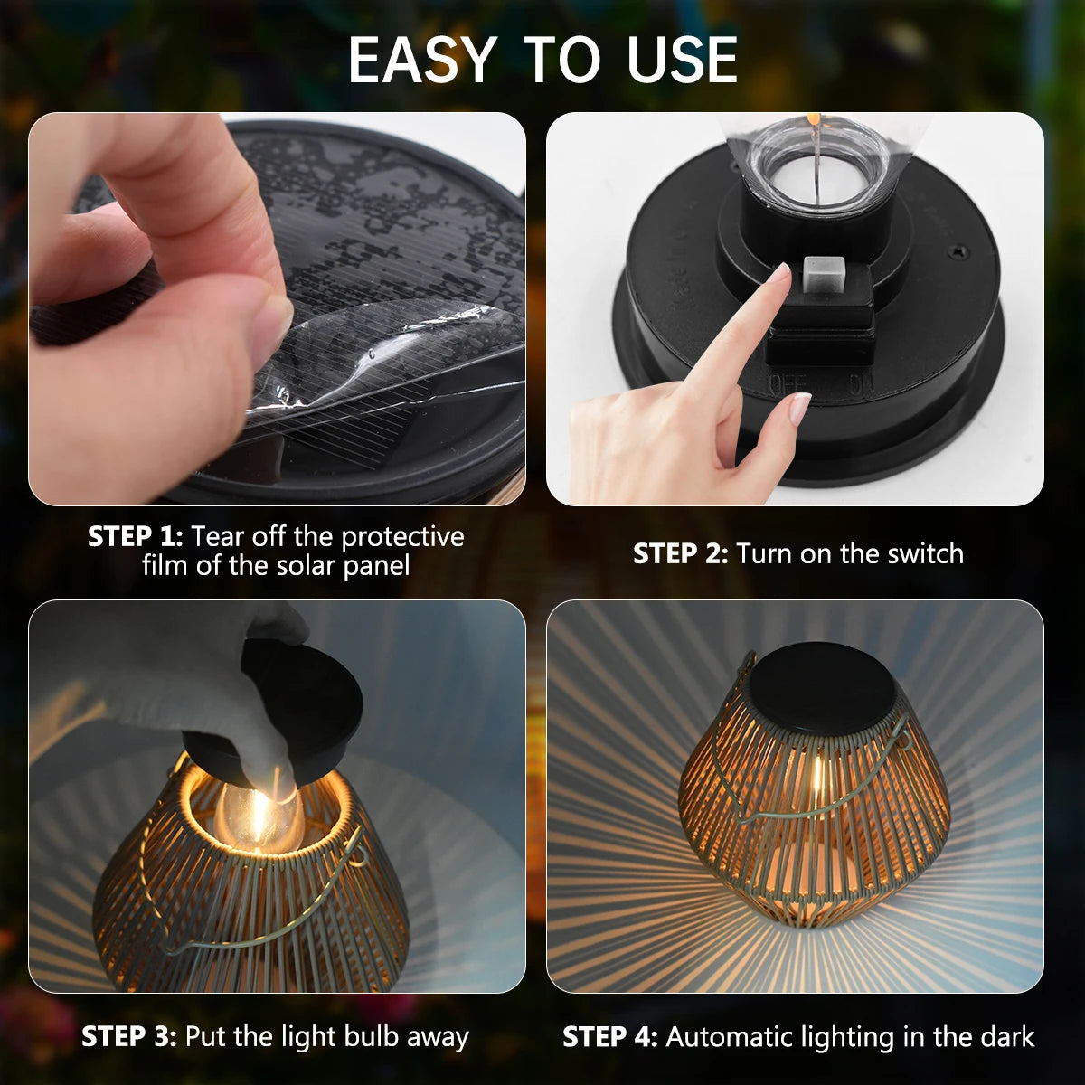 Boho Rattan Solar Lantern