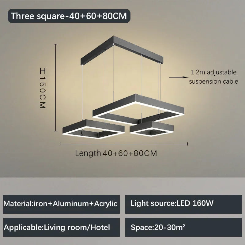 Modern Creative Geometric LED Chandelier Living Room Restaurant Bedroom Hotel Villa Art Pendant Lamp Home Lighting Decor Fixture