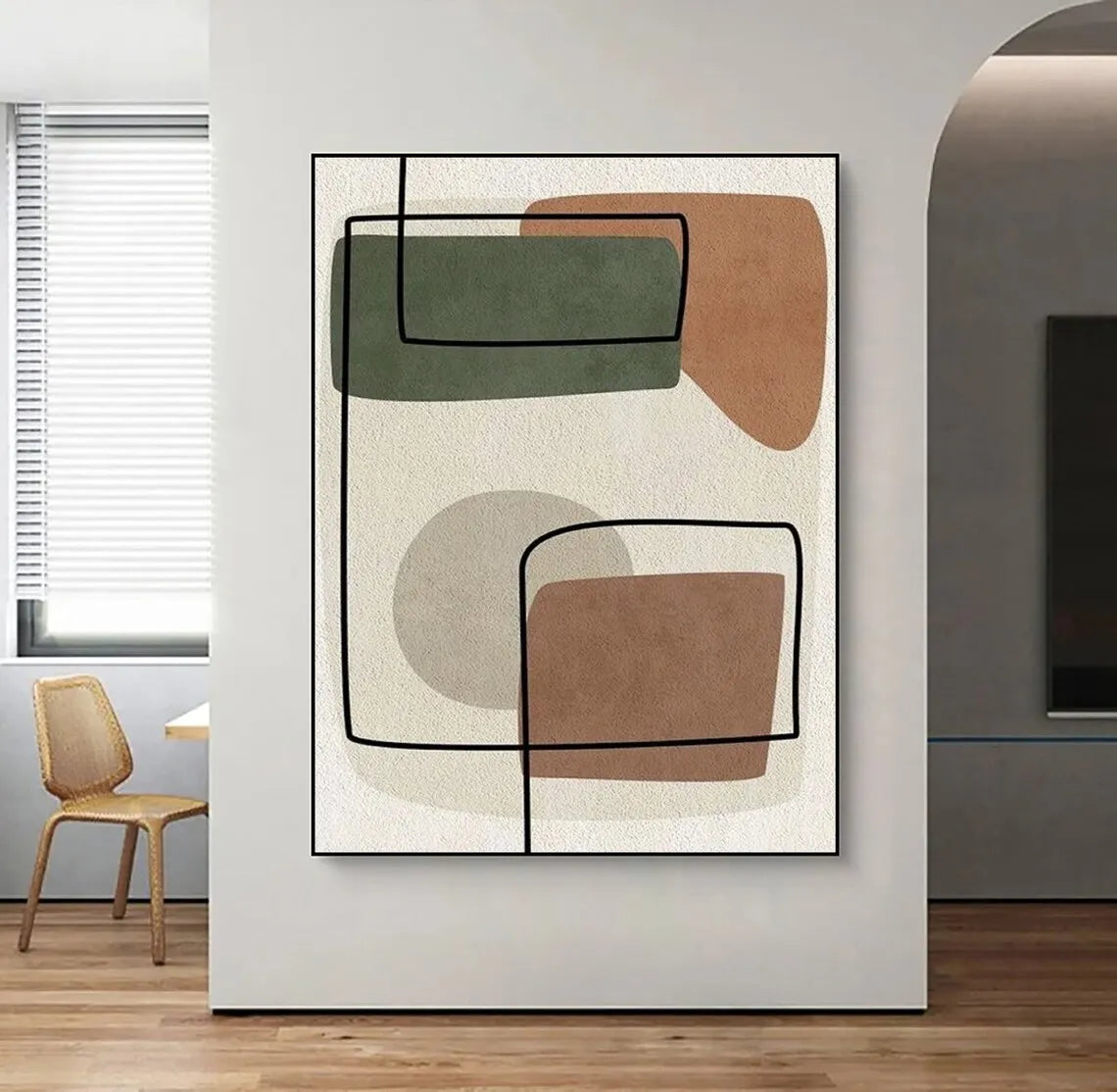 White and Brown Minimalist Painting Black Texture Wall Art Abstract Painting on Canvas Wabi-sabi For Living Room Wall Home Decor