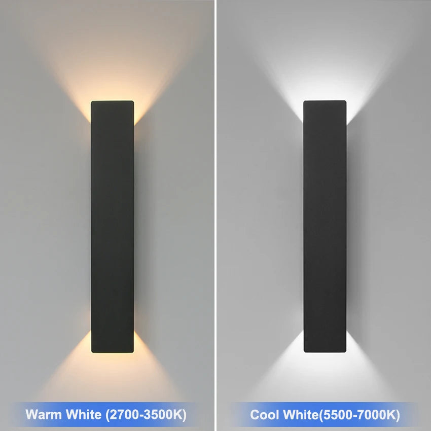 Outdoor LED Wall Lamp IP65 Waterproof Aluminum Up Down Light 18W 110V/220V Black White for Courtyard Porch Exterior Lighting